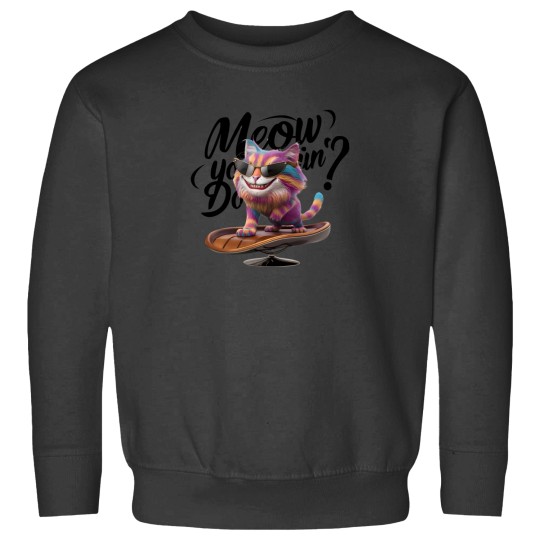 Discover A Cheeky Colorful Cat With A Mischievous Grin And The Text 'Meow You Doin'' In A Stylish Modern Font Sweatshirts