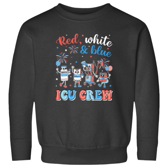 Discover Icu Nurse 4th July Independence Day Red White Blue Icu Crew Sweatshirts