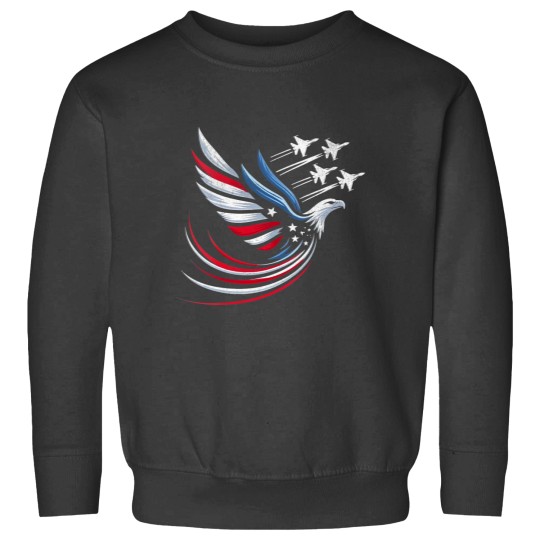 Discover Womens Patriotic Red Blue USA Flag Fighter Jets 4th of July VNeck Sweatshirts