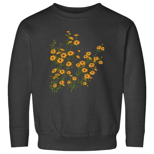 Discover yellow flowers, Seamless hand drawn pattern with yellow flowers on black background. Classic Sweatshirts