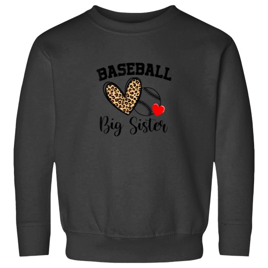 Discover Women Leopard Heart Baseball Big Sister Cute Mot Sweatshirts