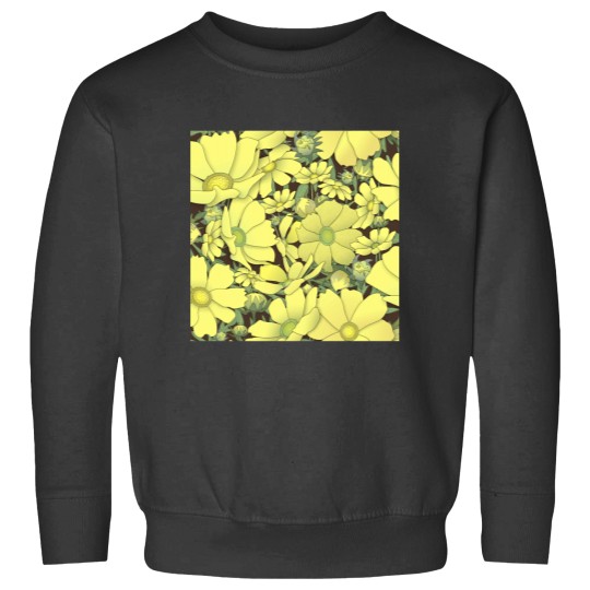 Discover Tossed Yellow Cosmos on Coffee Brown Half-Drop Repeat 5748 Classic Sweatshirts