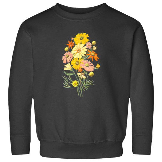 Discover happy wildflowers on navy art by jen montgomery jen montgomery transparentt Classic Sweatshirts