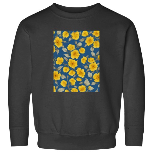 Discover yellow flowers blue background Graphic Sweatshirts