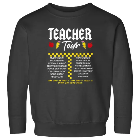Discover 2sided FrontBack Lightning Bolt ABCD The Teacher Tour Sweatshirts