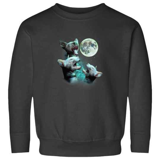 Discover Three Hairless Sphynx Cats Howl At Moon 3 Wolfs Sweatshirts