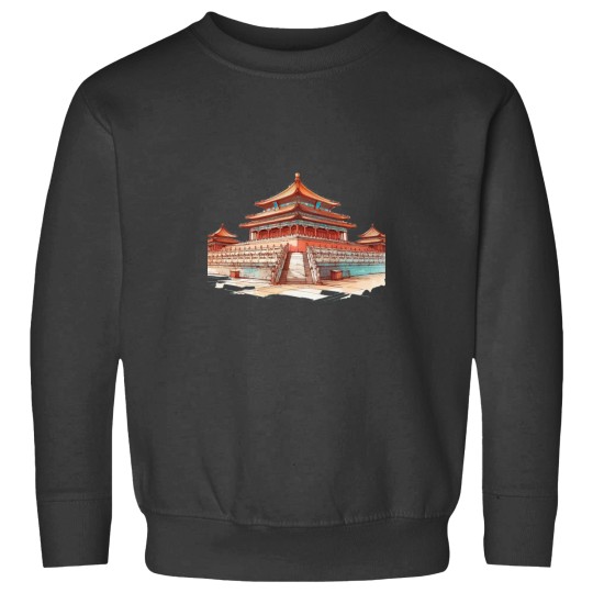 Discover 3D Sketch of Forbidden City - Chinese Imperial Palace Art Sweatshirts