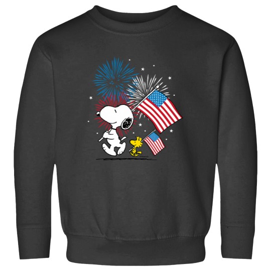 Discover Peanutsss Snoopy Woodstock American Flags Fireworks Sweatshirts