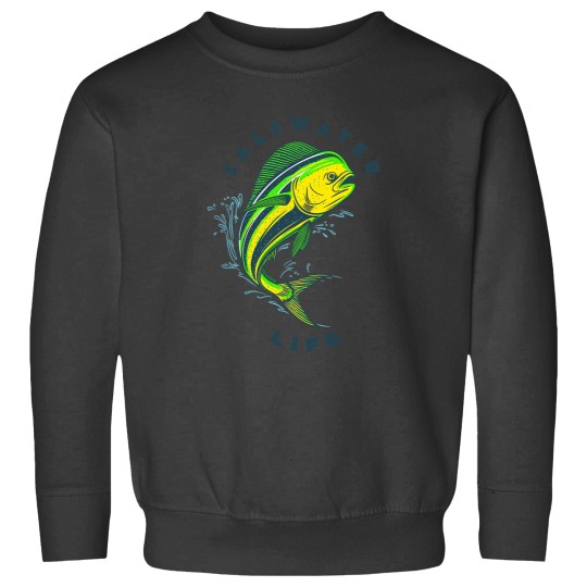 Discover Saltwater Life Saltwater Mahi Mahi Jumping Fishing Sweatshirts