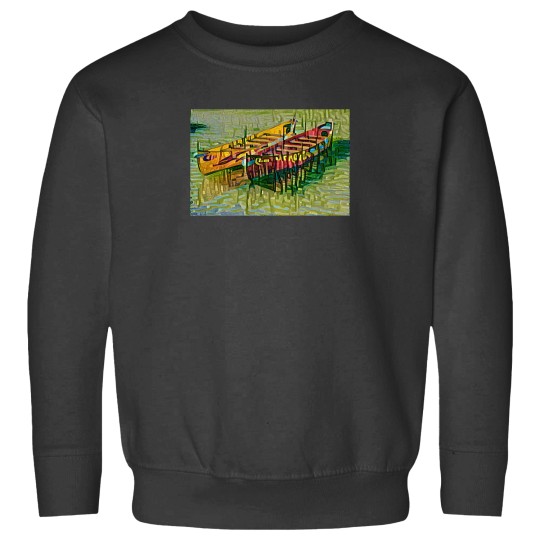 Discover 2 Colourful Boats On A Lake - Abstract Art 7805 Sweatshirts