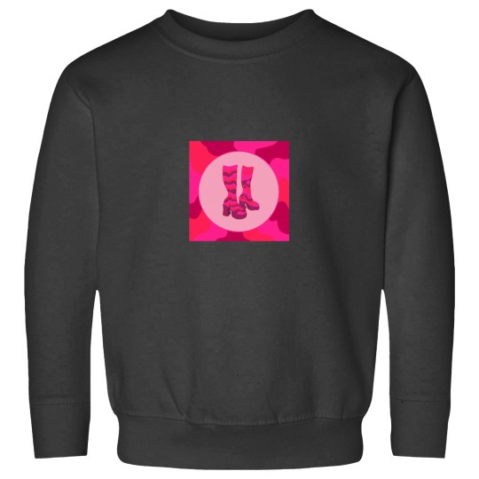 Discover Pink 70s Style Platform Boots Long Sweatshirts
