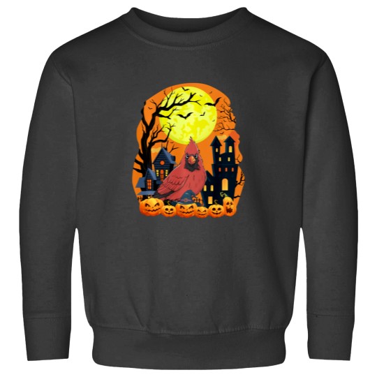 Discover Cardinal Bird With Pumpkins Funny Scary Halloween Party Long Sleeve Sweatshirts