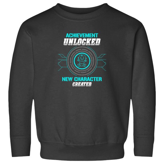Discover Achievement Unlocked New Character Created Pregnant Parent Father Dad Parenting Announcement Gender Reveal Mommy Sweatshirts