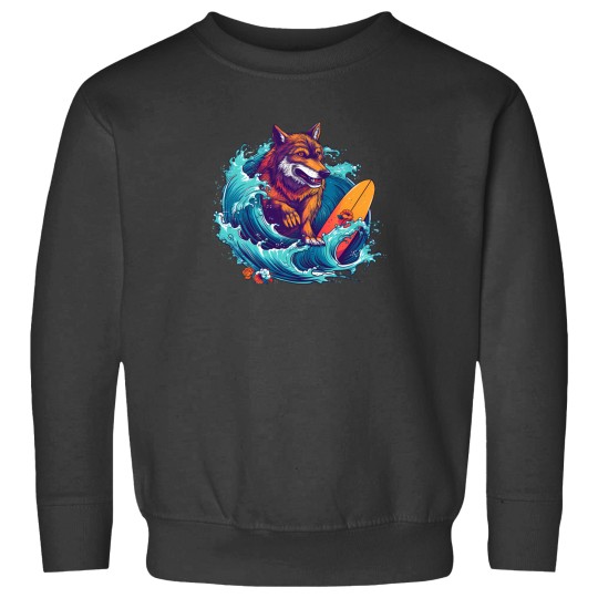 Discover Wolf Surfing 80S Commercial Graphic T Shirt 1 Sweatshirts