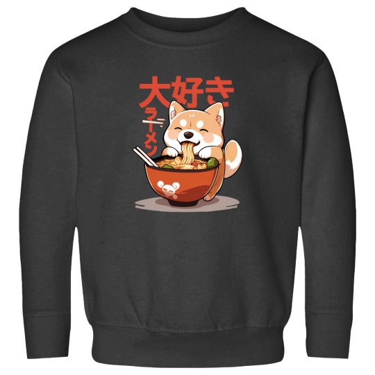 Discover Shiba Inu Slurping Ramen Noodles Cool Anime Sticker Sweatshirts