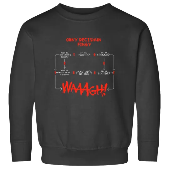 Discover Ork WAAGH Decision Chart Decishun Fingy! Sweatshirts
