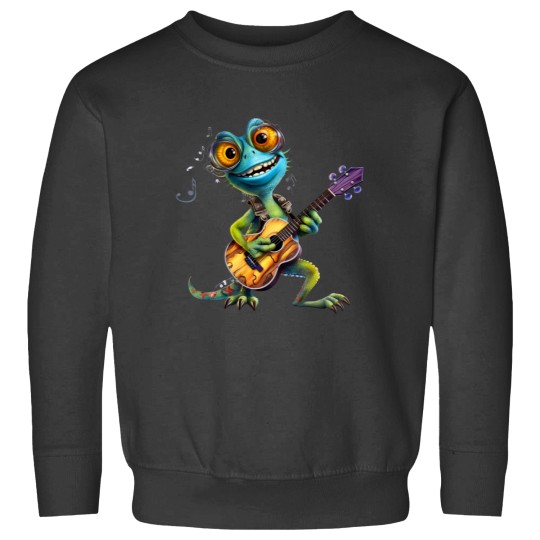 Discover Cartoon Chameleon Plays The Guitar Sweatshirts
