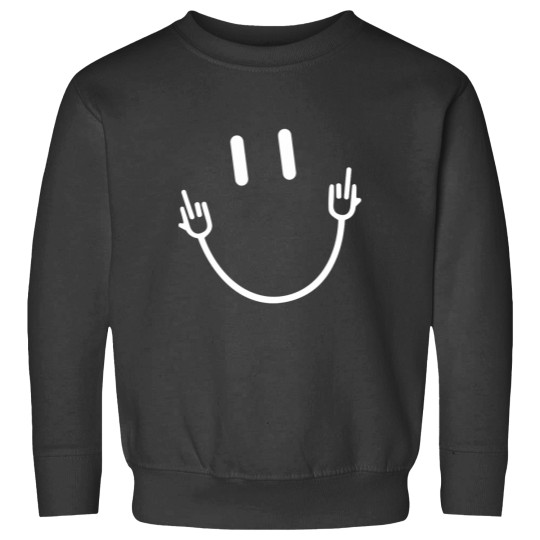 Discover Smile Face Middle Fingerss Funny Sarcasm Meme Quote Sweatshirts