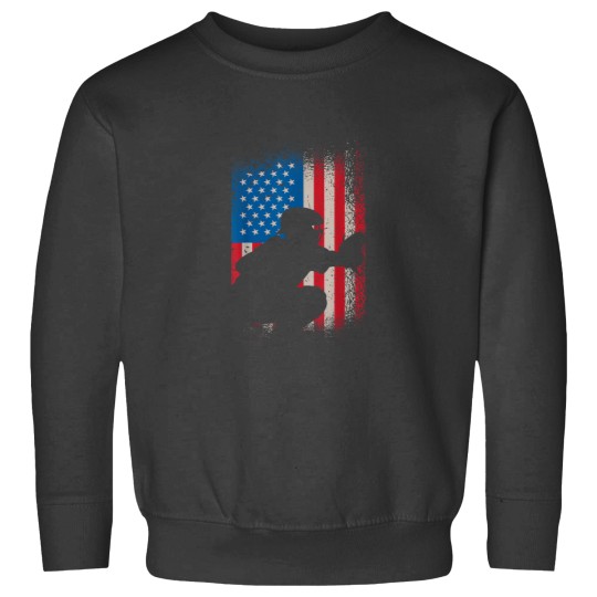 Discover American flag baseball catcher design USA flag b Sweatshirts