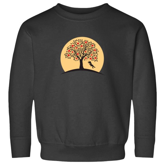 Discover Girl Swing On Tree Cute Girl Pushing a Swing under a Red flowering tree. Sweatshirts