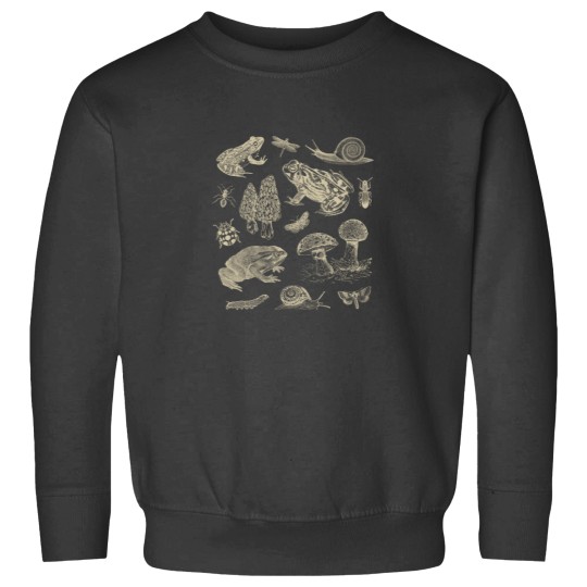 Discover Goblincore Vintagess Biology Nature Lovers Collection of Frog mushroomss Snail and Moth Insects Sweatshirts