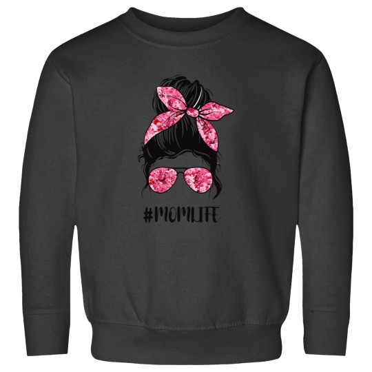 Discover Flower Mom Life Messy Bun Hair Sunglasses Pink Mothers Day Sweatshirts