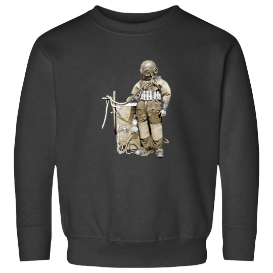 Discover Vintagess Diver with Divingss Helmet and a Wheel Pump URM Sweatshirts