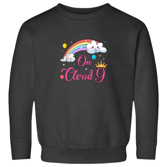 Discover 9 Year Old Birthday Decorations Rainbow On Cloud Sweatshirts