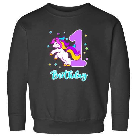 Discover Cute Cartoon Unicornss 1st Birthday Celebration Sweatshirts