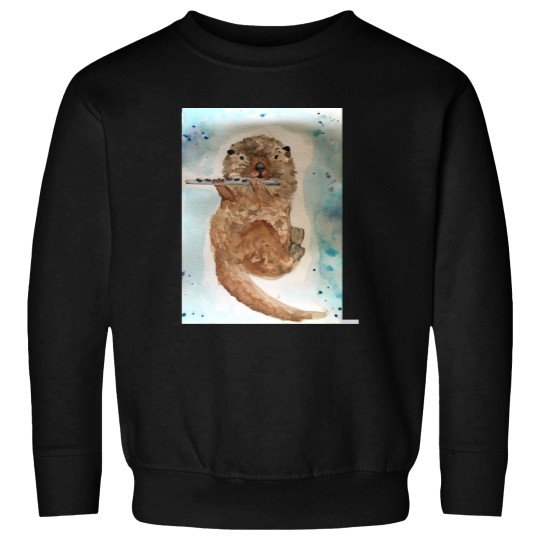 Discover Watercolor Otter Playing the Flute Sweatshirts