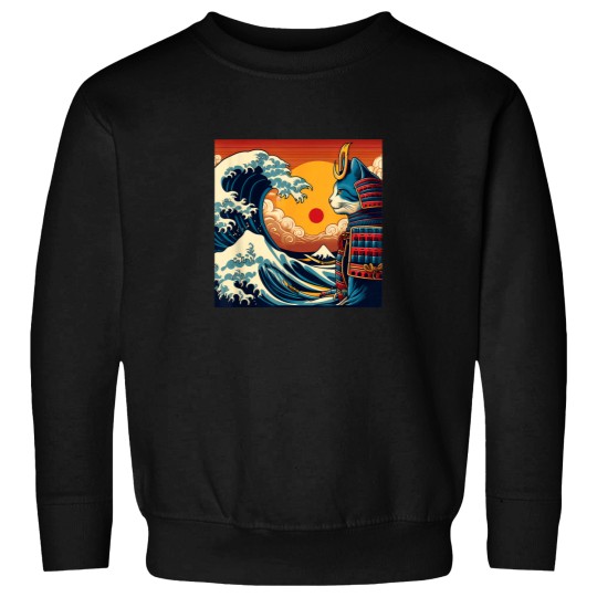 Discover Samurai Cat Great Wave off Kanagawa  Japanese Ar Sweatshirts
