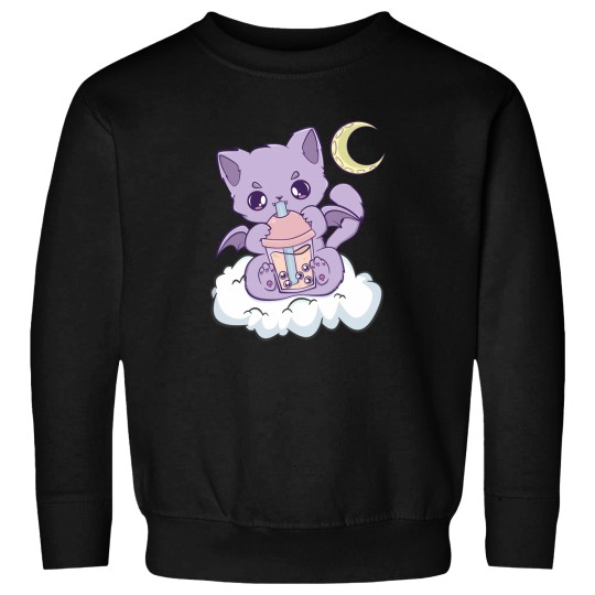 Discover Kawaii Pastel Goth Cute Creepy Witchy Cat Boba Anime Kitten Sweatshirts