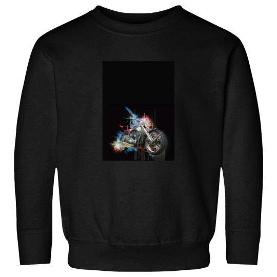 Discover Chrome motorcycle with colorful abstract element on black background Graphic Sweatshirts