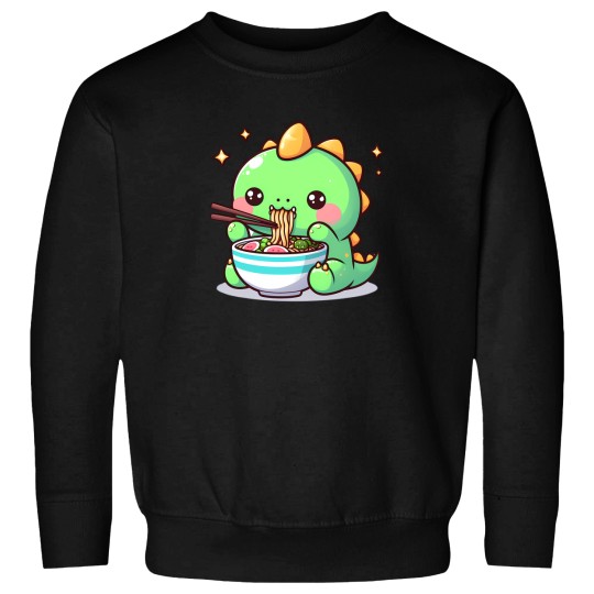 Discover Kawaii Dinosaur  Kawaii Dino Enjoying Noodles Tee 2 Sweatshirts