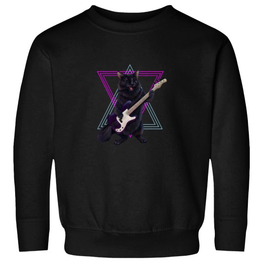 Discover Cat playing bass guitar Sweatshirts