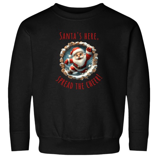 Discover 3D Cartoon Santa Claus Breaking Wall.  Santa'S Here Spread The Cheer. Sweatshirts