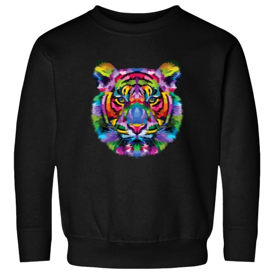 Discover Rainbow Tiger Head Vibrant Royalty Colorful Tiger Sweatshirts