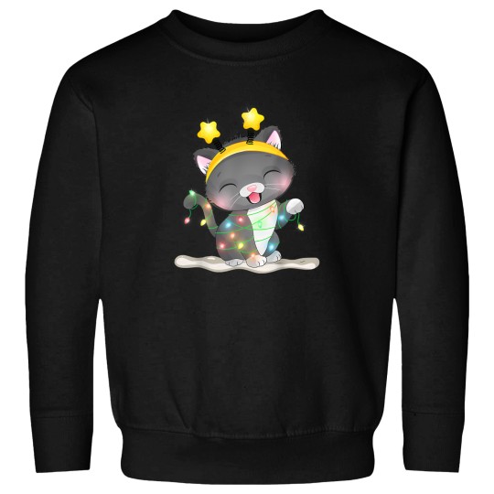Discover Cat With Santa Hat Christmas Lightings Sweatshirts