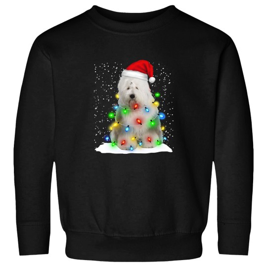 Discover Old English Sheepdog Christmas Santa Hat Xmas Color Lights Sweatshirts