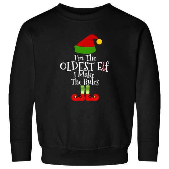 Discover I'M The Oldest I Make The Rules Elf Matching Family Group Christmas Pajama Sweatshirts