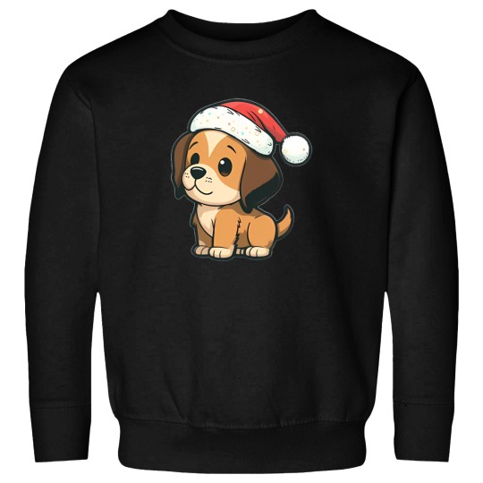 Discover Cute Puppy Wearing Santa Hat Sweatshirts