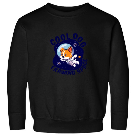 Discover Space Dog - Cool Dog Frawing Space Gift Sweatshirts