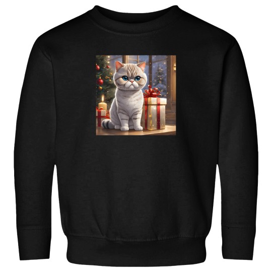 Discover A Cute Exotic Shorthair Cat With Christmas Presents Sweatshirts