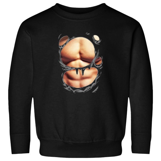 Discover Printed Realistic Chest Six Pack Abs Muscles Funny Sweatshirts