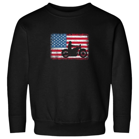 Discover American Flag Biker Motorcycle USA Flag 4th of J Sweatshirts