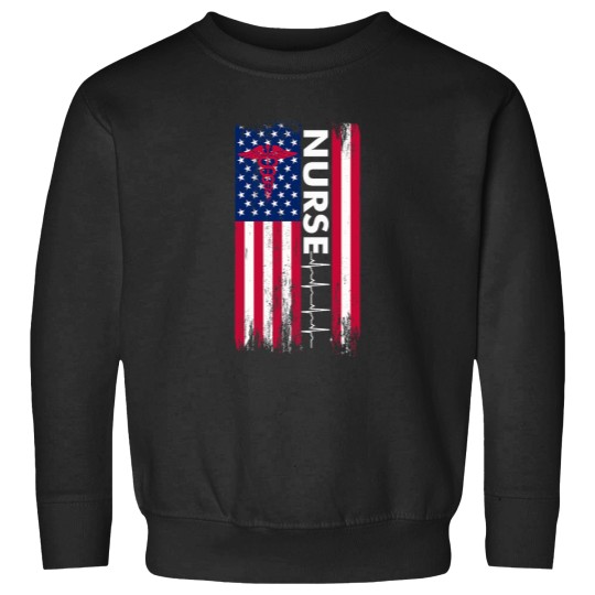 Discover Nurse Flag Heartbeat Line USA American Heroes Nurses Gifts Sweatshirts