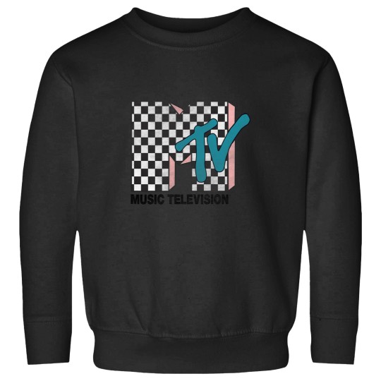 Discover MTVss Checkered Logo Pink Shadow Turquoisess TV Graphic Sweatshirts