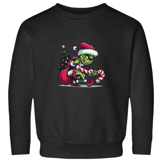 Discover The funny character Christmas Candy Cane Mischief Sweatshirts
