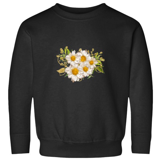 Discover White Daisy Pattern Watercolor Floral Gerber Flower Bouquet Blue PaintActive  - 1 Sweatshirts