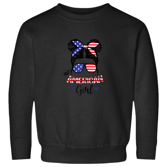 Discover All American Girl 4th of July Daughter Messy Bun Sweatshirts